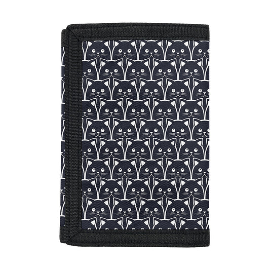 Cute Black Cat Pattern Print Trifold Wallet