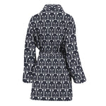 Cute Black Cat Pattern Print Women's Bathrobe