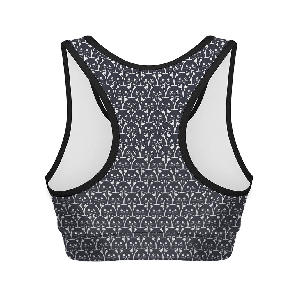 Black Cat Knitted Pattern Print Women's Sports Bra – GearFrost