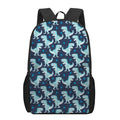 Cute Blue T-Rex Dinosaur Pattern Print 17 Inch Backpack