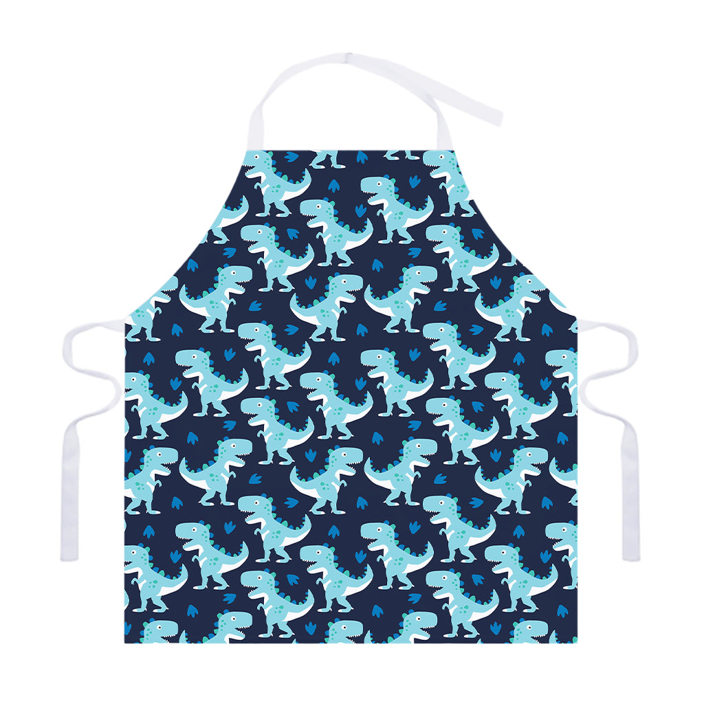 Cute Blue T-Rex Dinosaur Pattern Print Adjustable Apron