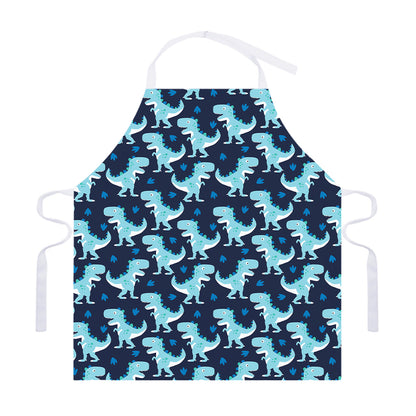 Cute Blue T-Rex Dinosaur Pattern Print Adjustable Apron