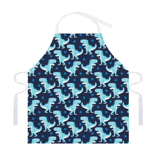 Cute Blue T-Rex Dinosaur Pattern Print Adjustable Apron