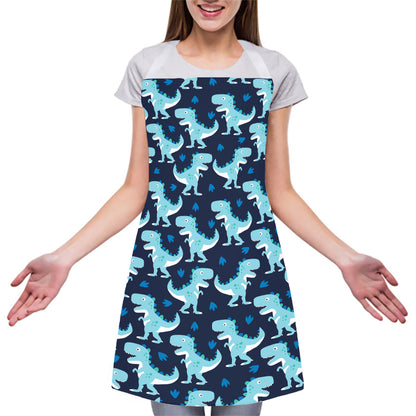 Cute Blue T-Rex Dinosaur Pattern Print Adjustable Apron