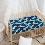 Cute Blue T-Rex Dinosaur Pattern Print Baby Crib Sheet