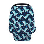 Cute Blue T-Rex Dinosaur Pattern Print Baby Seat Cover