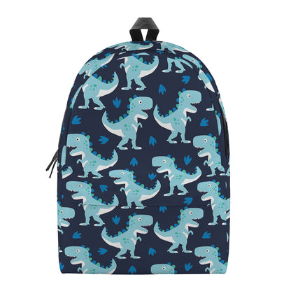 Cute Blue T-Rex Dinosaur Pattern Print Backpack