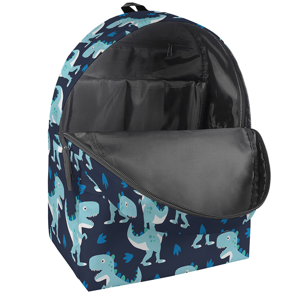 Cute Blue T-Rex Dinosaur Pattern Print Backpack