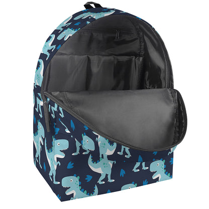 Cute Blue T-Rex Dinosaur Pattern Print Backpack
