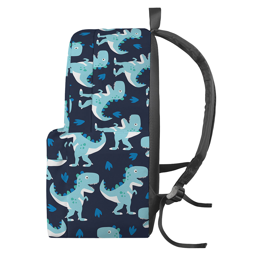 Cute Blue T-Rex Dinosaur Pattern Print Backpack
