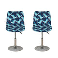 Cute Blue T-Rex Dinosaur Pattern Print Bar Stool Covers