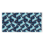 Cute Blue T-Rex Dinosaur Pattern Print Beach Towel