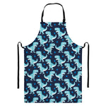 Cute Blue T-Rex Dinosaur Pattern Print Bib Apron With Pocket