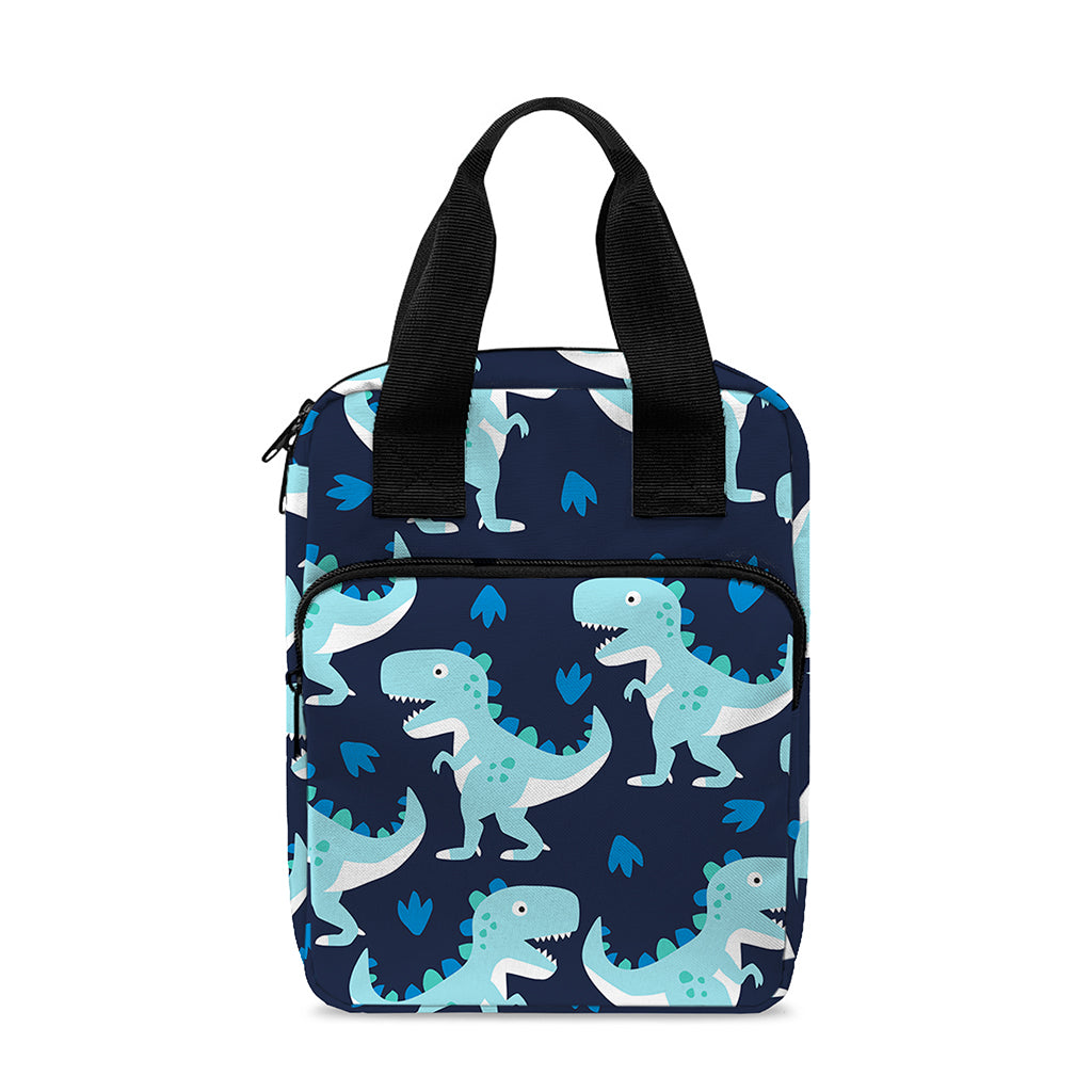 Cute Blue T-Rex Dinosaur Pattern Print Bible Tote Bag
