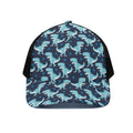 Cute Blue T-Rex Dinosaur Pattern Print Black Mesh Trucker Hat