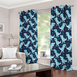 Cute Blue T-Rex Dinosaur Pattern Print Blackout Grommet Curtains