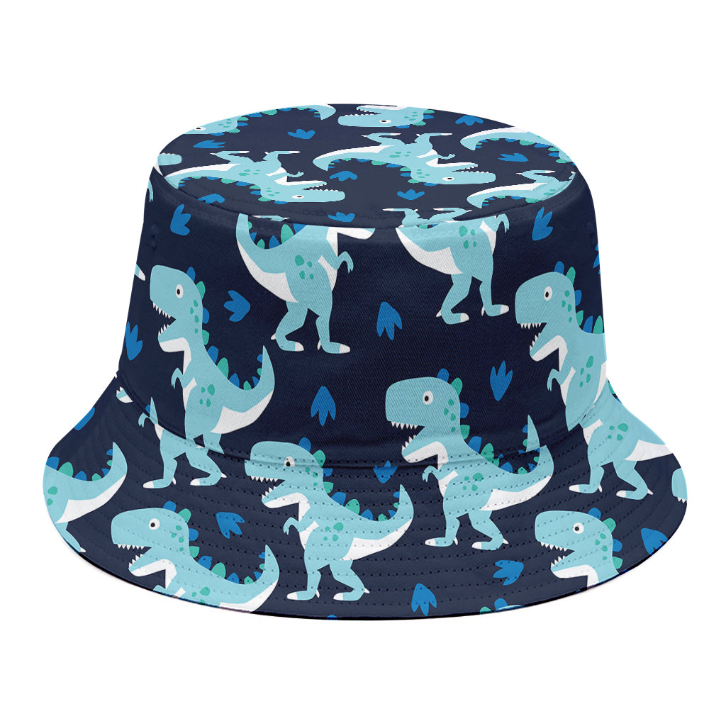 Cute Blue T-Rex Dinosaur Pattern Print Bucket Hat