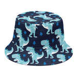 Cute Blue T-Rex Dinosaur Pattern Print Bucket Hat