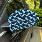 Cute Blue T-Rex Dinosaur Pattern Print Car Side Mirror Covers