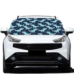 Cute Blue T-Rex Dinosaur Pattern Print Car Windshield Snow Cover