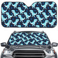 Cute Blue T-Rex Dinosaur Pattern Print Car Windshield Sun Shade