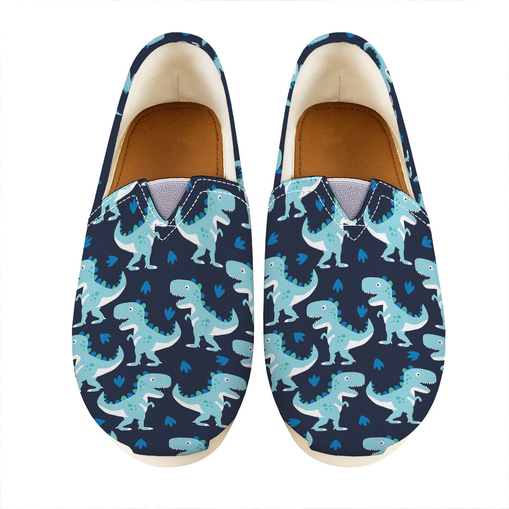 Cute Blue T-Rex Dinosaur Pattern Print Casual Shoes