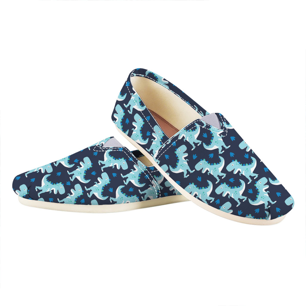 Cute Blue T-Rex Dinosaur Pattern Print Casual Shoes