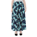 Cute Blue T-Rex Dinosaur Pattern Print Chiffon Maxi Skirt