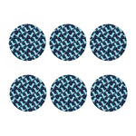 Cute Blue T-Rex Dinosaur Pattern Print Coaster Set