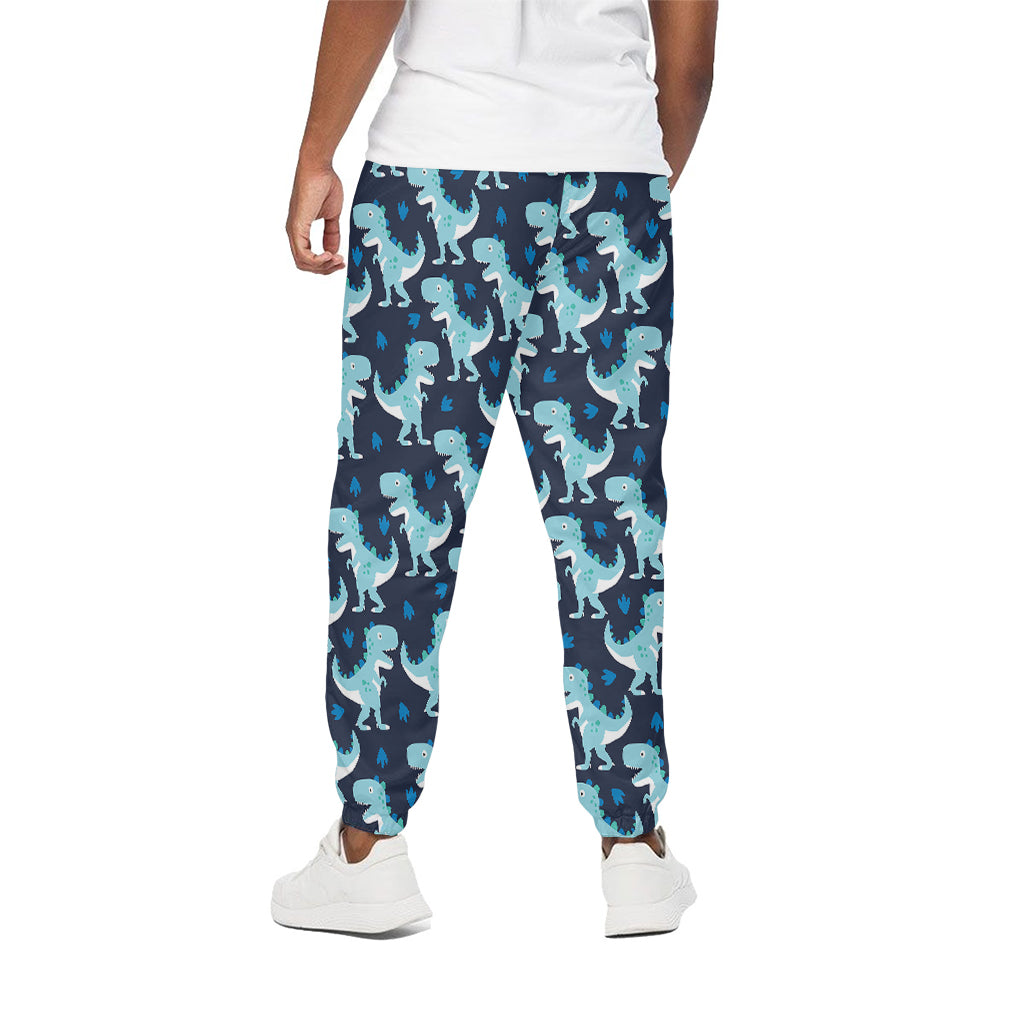 Cute Blue T-Rex Dinosaur Pattern Print Cotton Pants