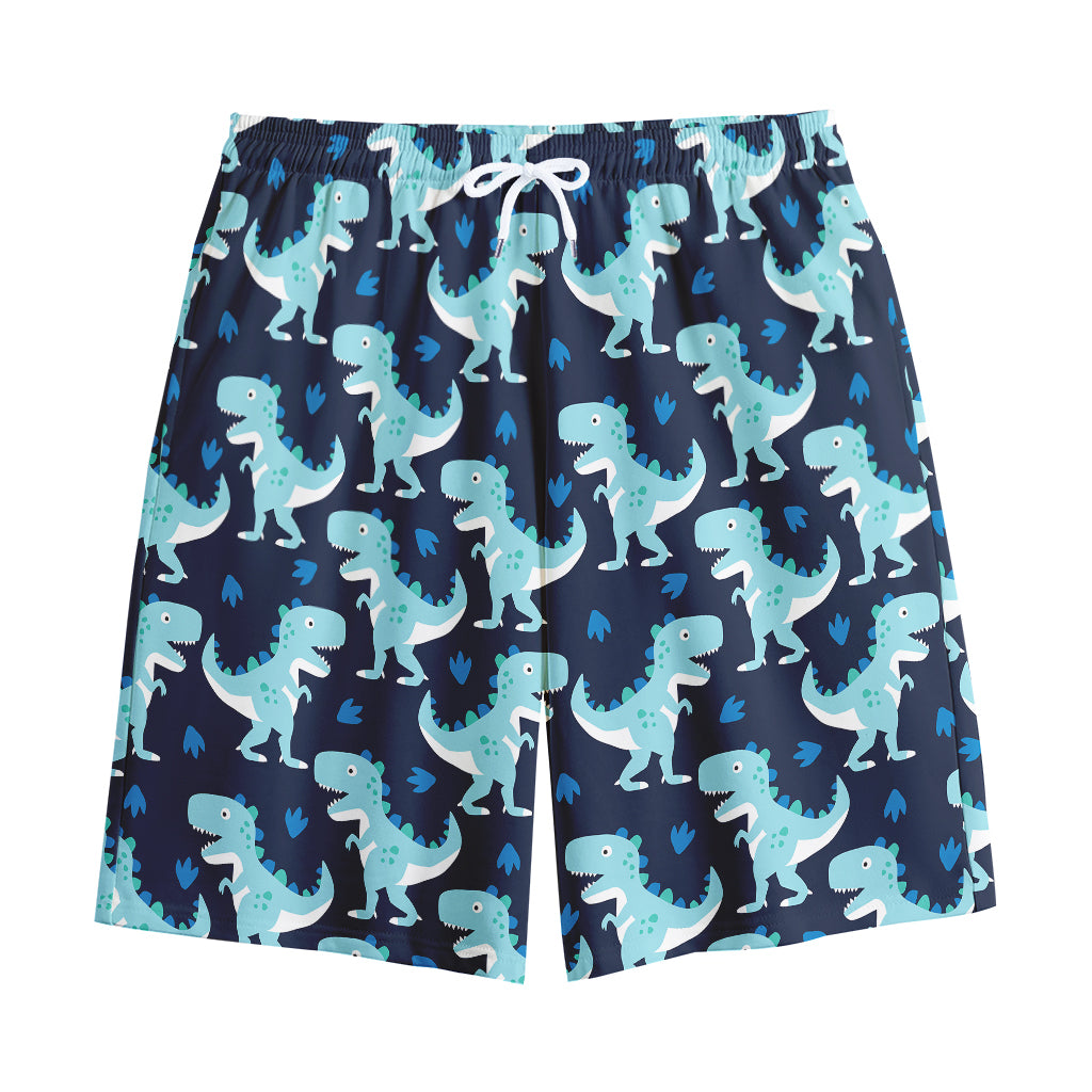 Cute Blue T-Rex Dinosaur Pattern Print Cotton Shorts