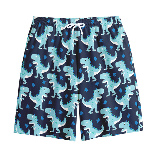 Cute Blue T-Rex Dinosaur Pattern Print Cotton Shorts