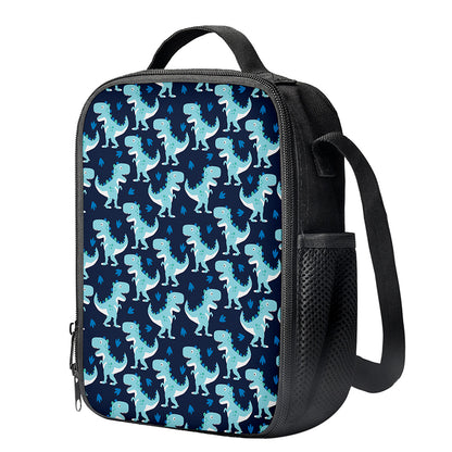 Cute Blue T-Rex Dinosaur Pattern Print Crossbody Lunch Bag