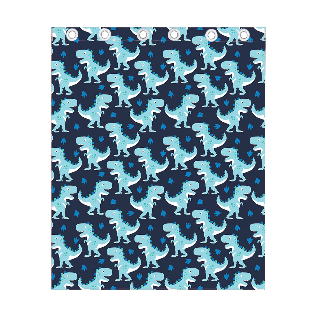 Cute Blue T-Rex Dinosaur Pattern Print Curtain