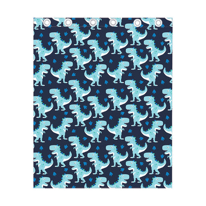 Cute Blue T-Rex Dinosaur Pattern Print Curtain