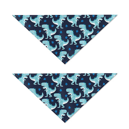 Cute Blue T-Rex Dinosaur Pattern Print Dog Bandana