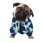 Cute Blue T-Rex Dinosaur Pattern Print Dog Zip Up Hoodie