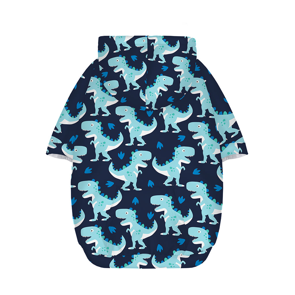 Cute Blue T-Rex Dinosaur Pattern Print Dog Zip Up Hoodie