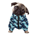 Cute Blue T-Rex Dinosaur Pattern Print Dog Zip Up Jacket