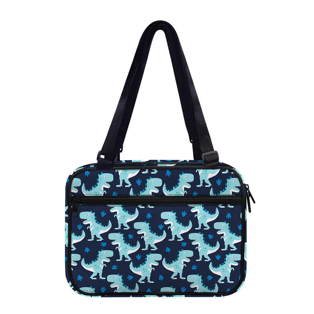 Cute Blue T-Rex Dinosaur Pattern Print Double Strap Bible Bag