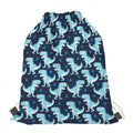 Cute Blue T-Rex Dinosaur Pattern Print Drawstring Bag