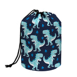 Cute Blue T-Rex Dinosaur Pattern Print Drawstring Makeup Bag