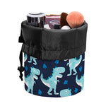 Cute Blue T-Rex Dinosaur Pattern Print Drawstring Makeup Bag