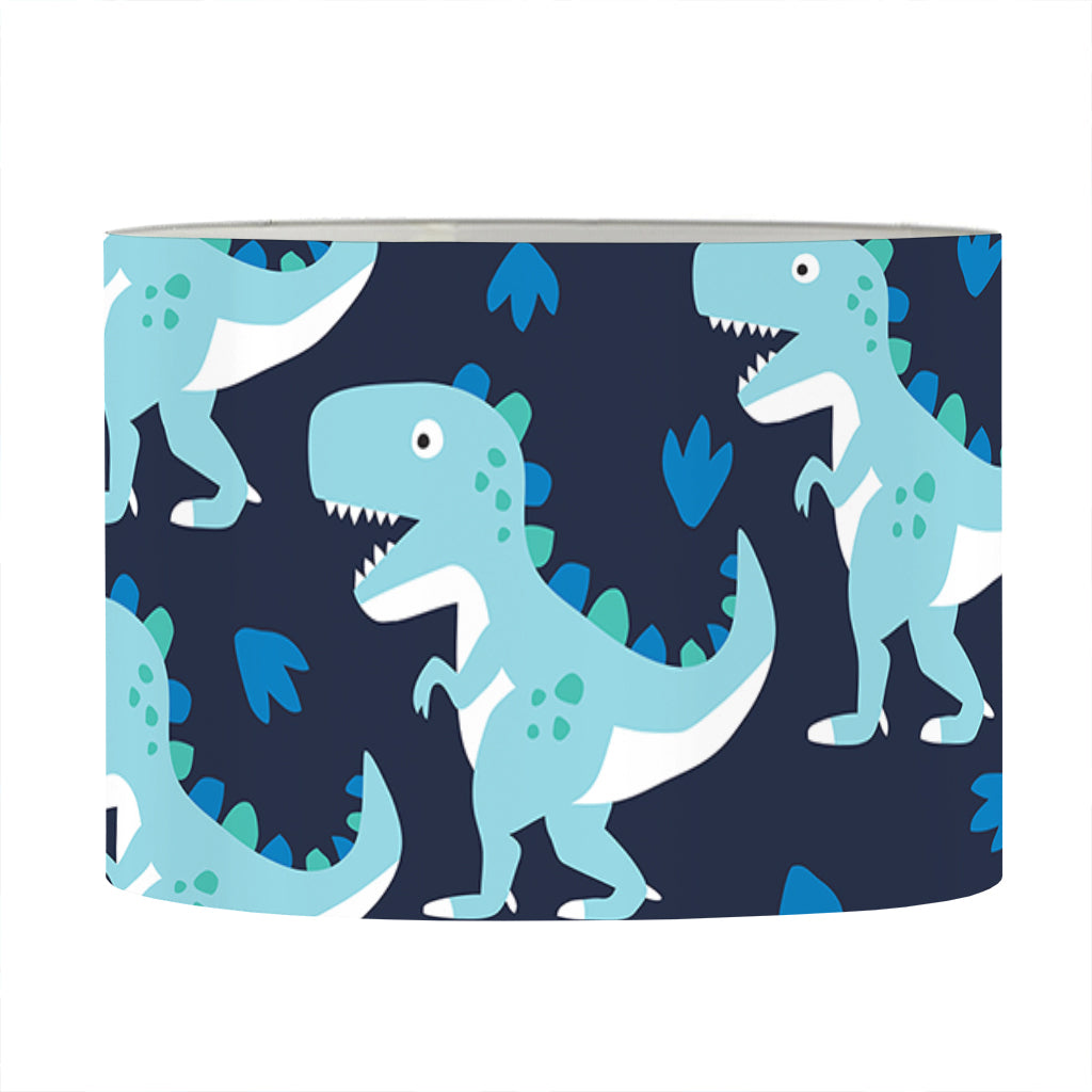Cute Blue T-Rex Dinosaur Pattern Print Drum Lamp Shade