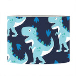 Cute Blue T-Rex Dinosaur Pattern Print Drum Lamp Shade
