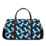 Cute Blue T-Rex Dinosaur Pattern Print Duffle Bag