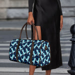 Cute Blue T-Rex Dinosaur Pattern Print Duffle Bag