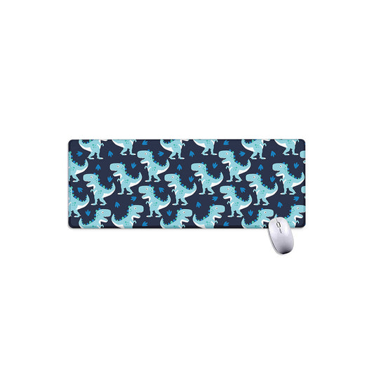Cute Blue T-Rex Dinosaur Pattern Print Extended Mouse Pad