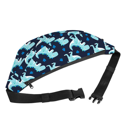 Cute Blue T-Rex Dinosaur Pattern Print Fanny Pack