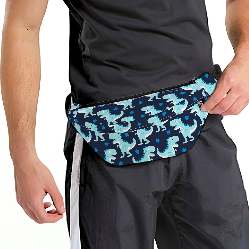 Cute Blue T-Rex Dinosaur Pattern Print Fanny Pack